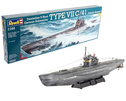 Revell Modellbausatz Deutsches U-Boot TYPE VII C/41 im Maßstab 1:144 Level 4